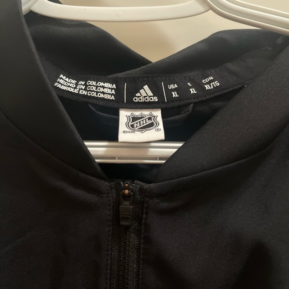 NWT Adidas Anaheim Ducks LS 1/4 Zip Black Orange GH5401 Sweatshirt Men's Size XL - Picture 3 of 6